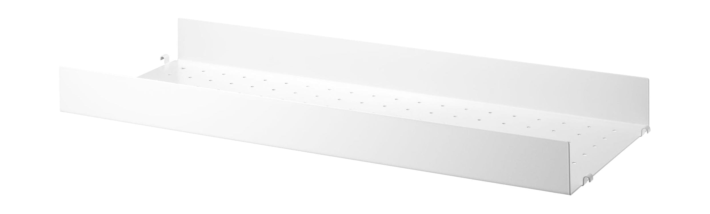 String Furniture Metalen plank van strijkersysteem met hoge rand 30x78 cm, wit