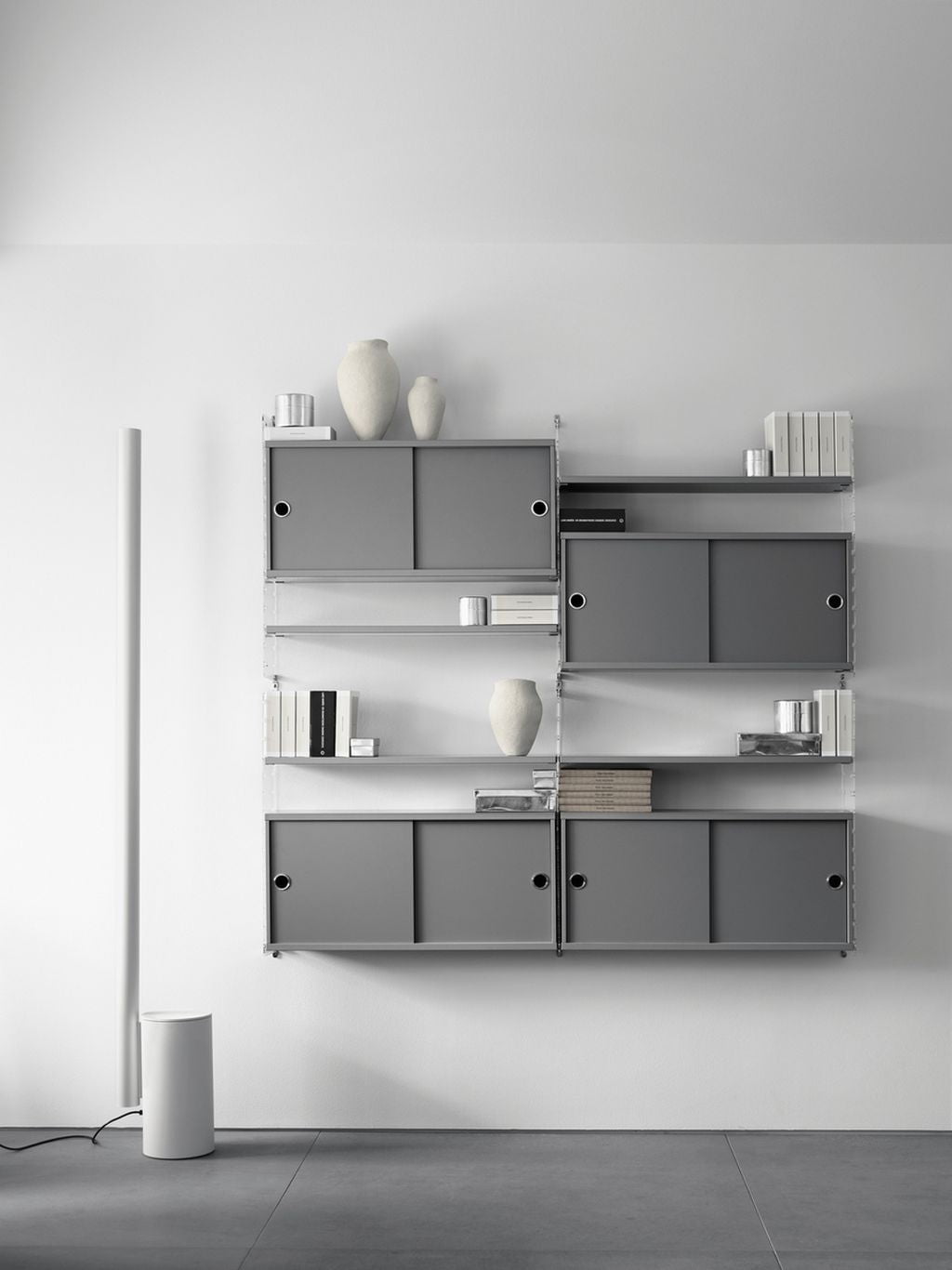 String Furniture String System Cabinet Element With Sliding Doors 30x78x42 Cm, Grey