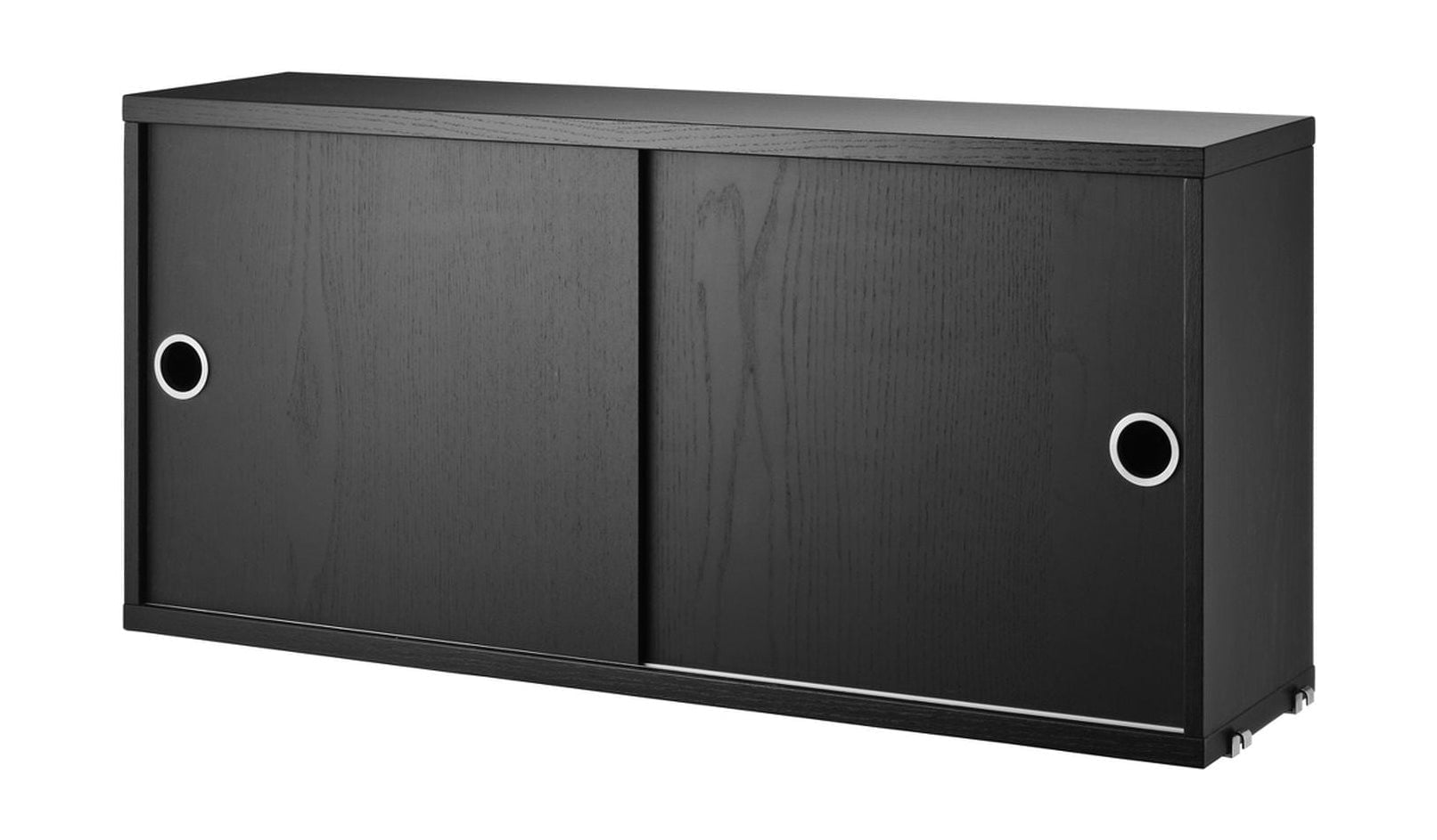 String Furniture String System Cabinet Element met schuifdeuren Zwart gekleurde as, 20x78x37 cm