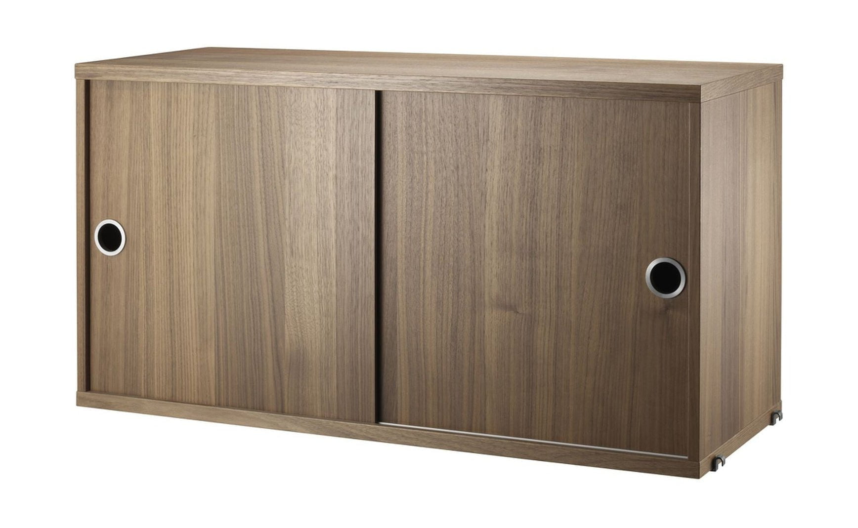 String Furniture String System Cabinet Element With Sliding Doors Walnut, 30x78x42 Cm