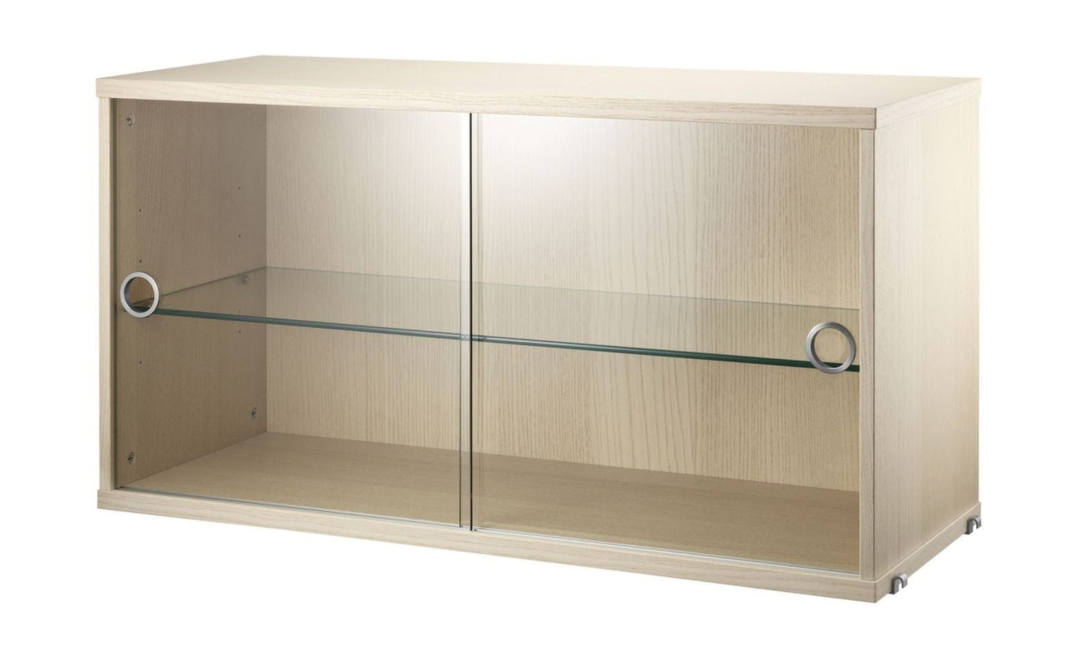 String Furniture String System Cabinet Element With Sliding Doors Made Of Glass, Ash