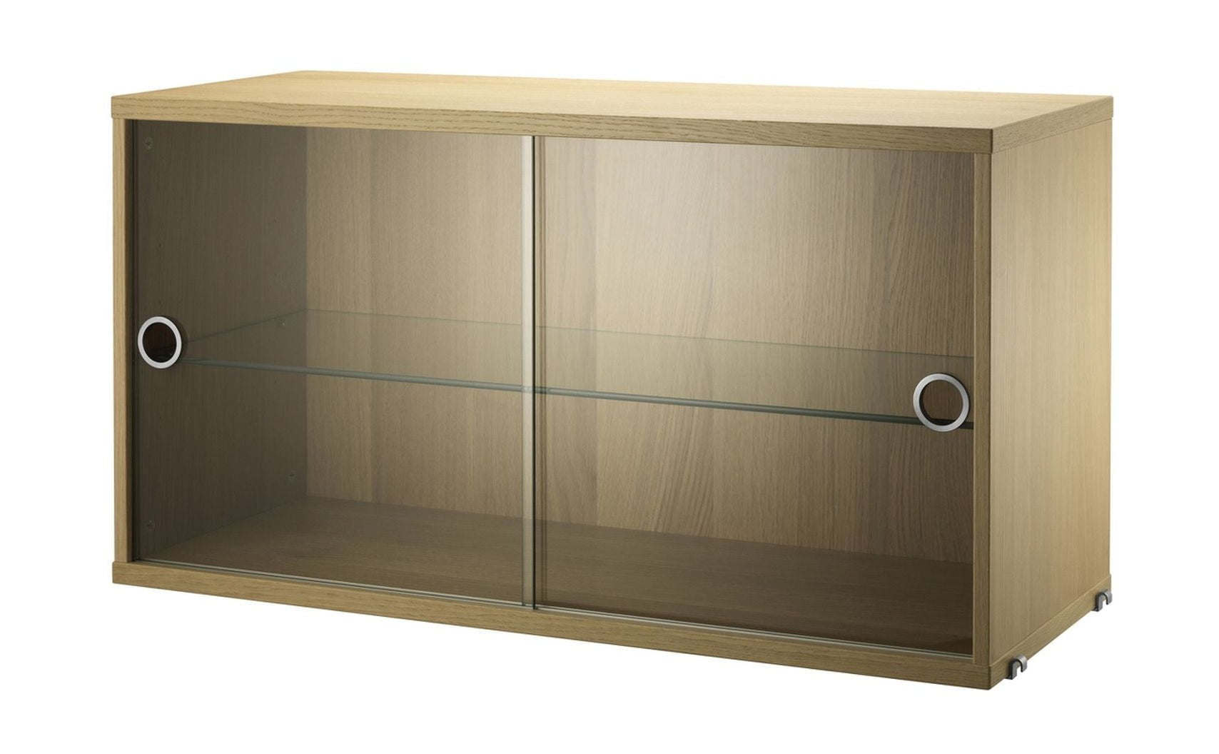 String Furniture String System Cabinet Element With Sliding Doors Made Of Glass, Oak
