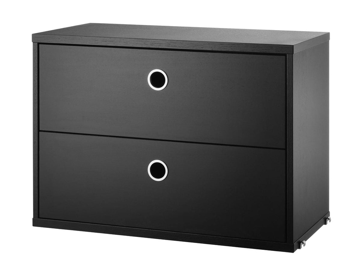 String Furniture String System Drawer Element Black Stained Ash, 30x58x42 Cm