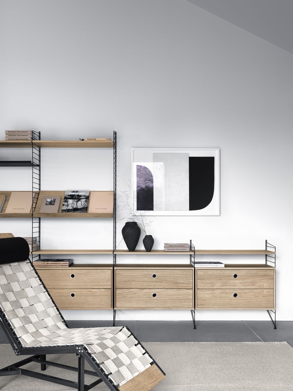 String Furniture String System zijpaneel met standaard 30x85 cm, grijs