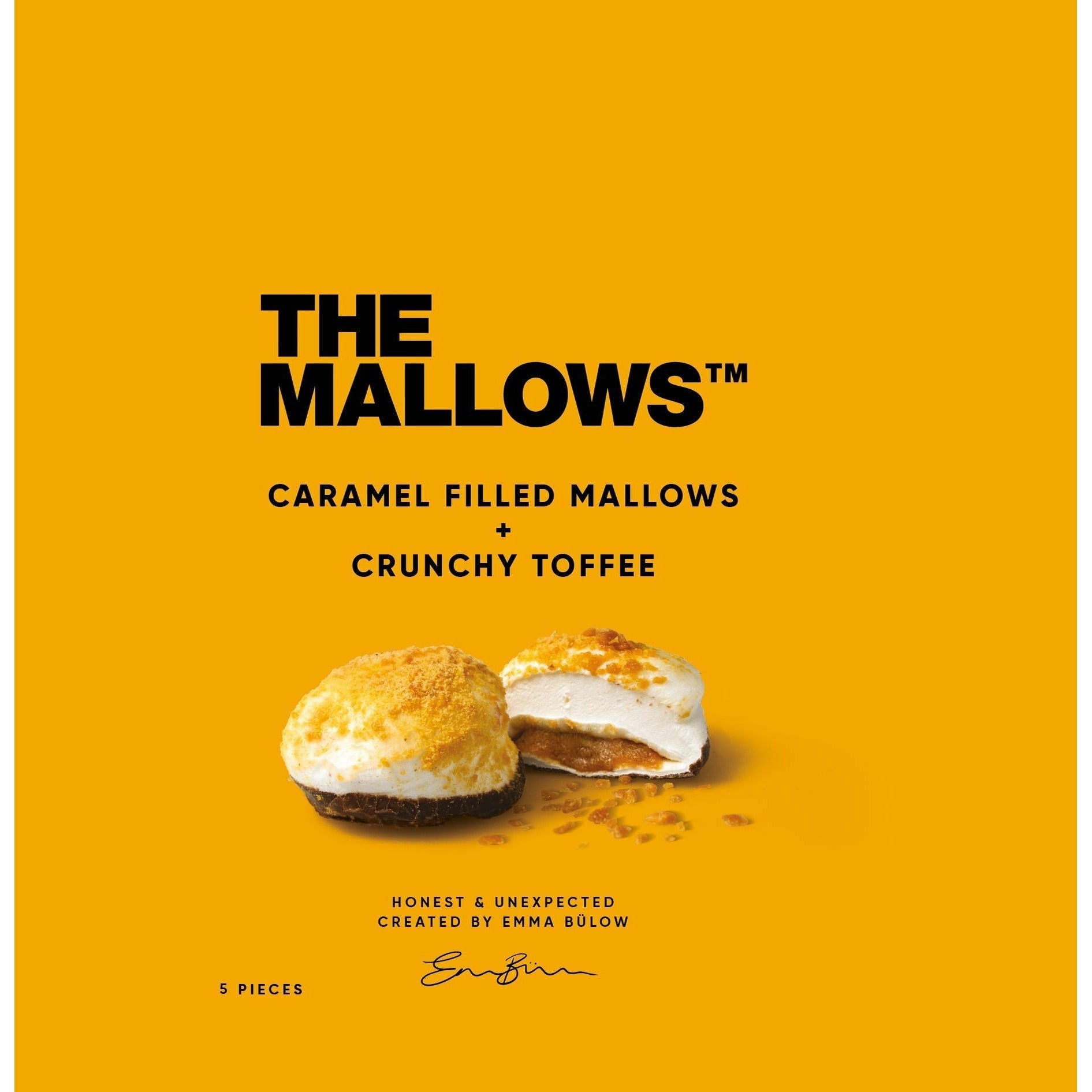The Mallows Marshmallows med karamelfyldning crunchy toffee, 11g