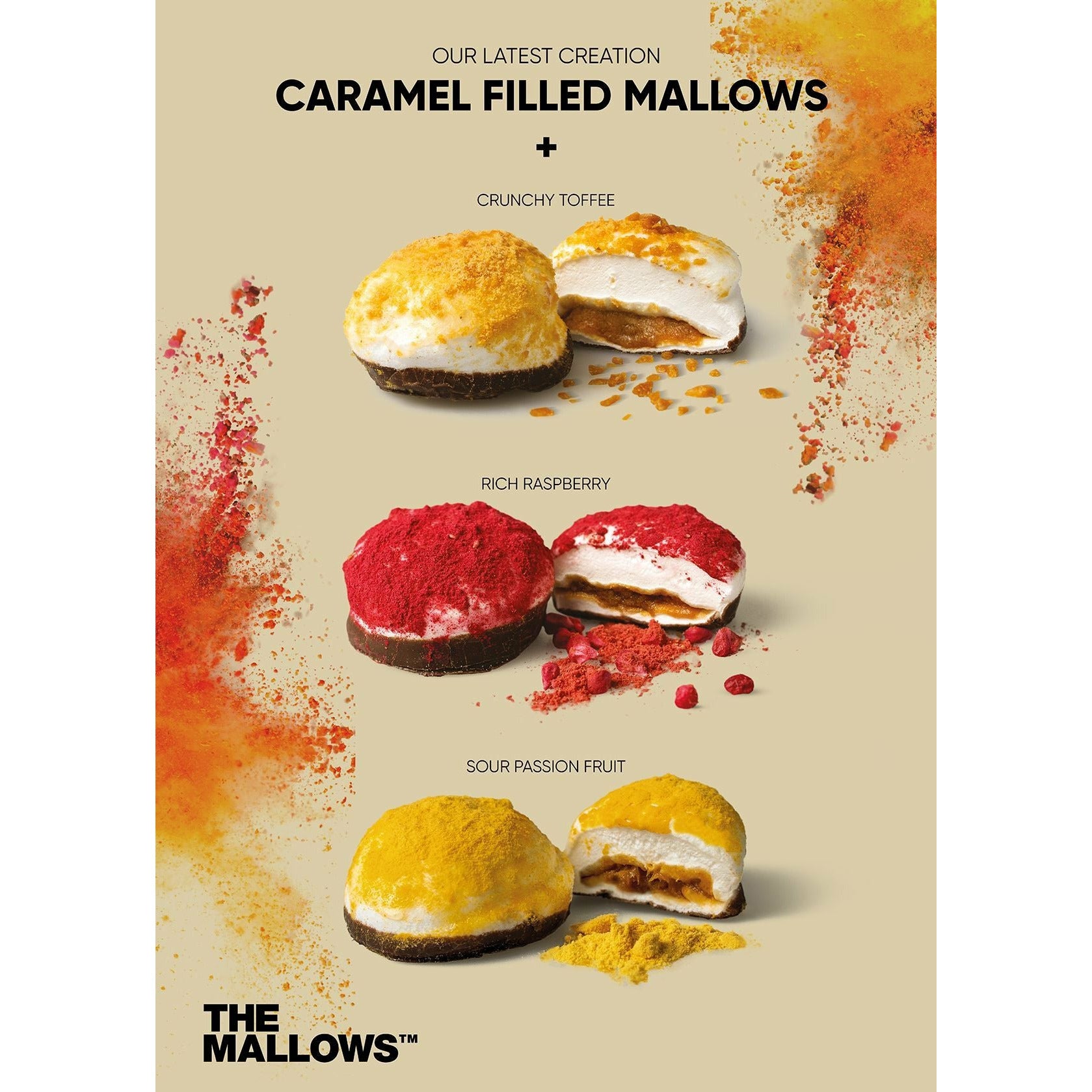 The Mallows Marshmallows med karamelfyldning crunchy toffee, 55 g