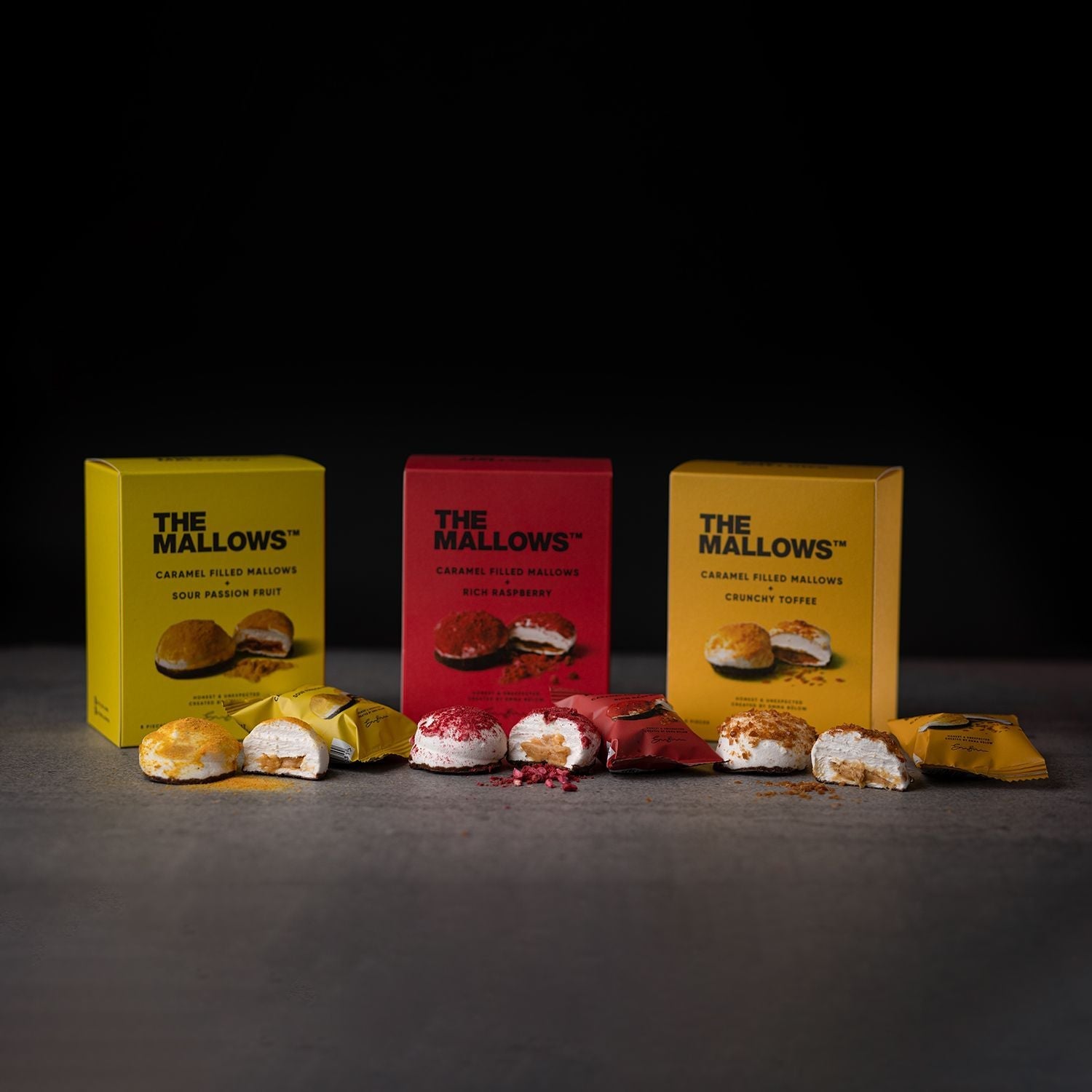 The Mallows Vaahtokarkkeja, joissa on karamelli täyttö rapeaa toffee, 55 g