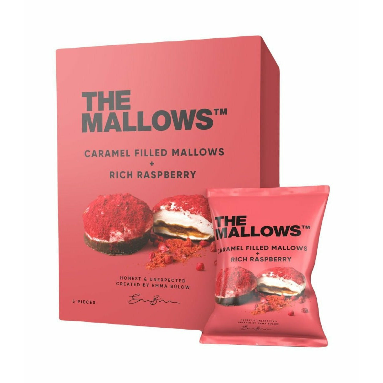 The Mallows Marshmallows met karamel vullende rijke frambozen, 55 g