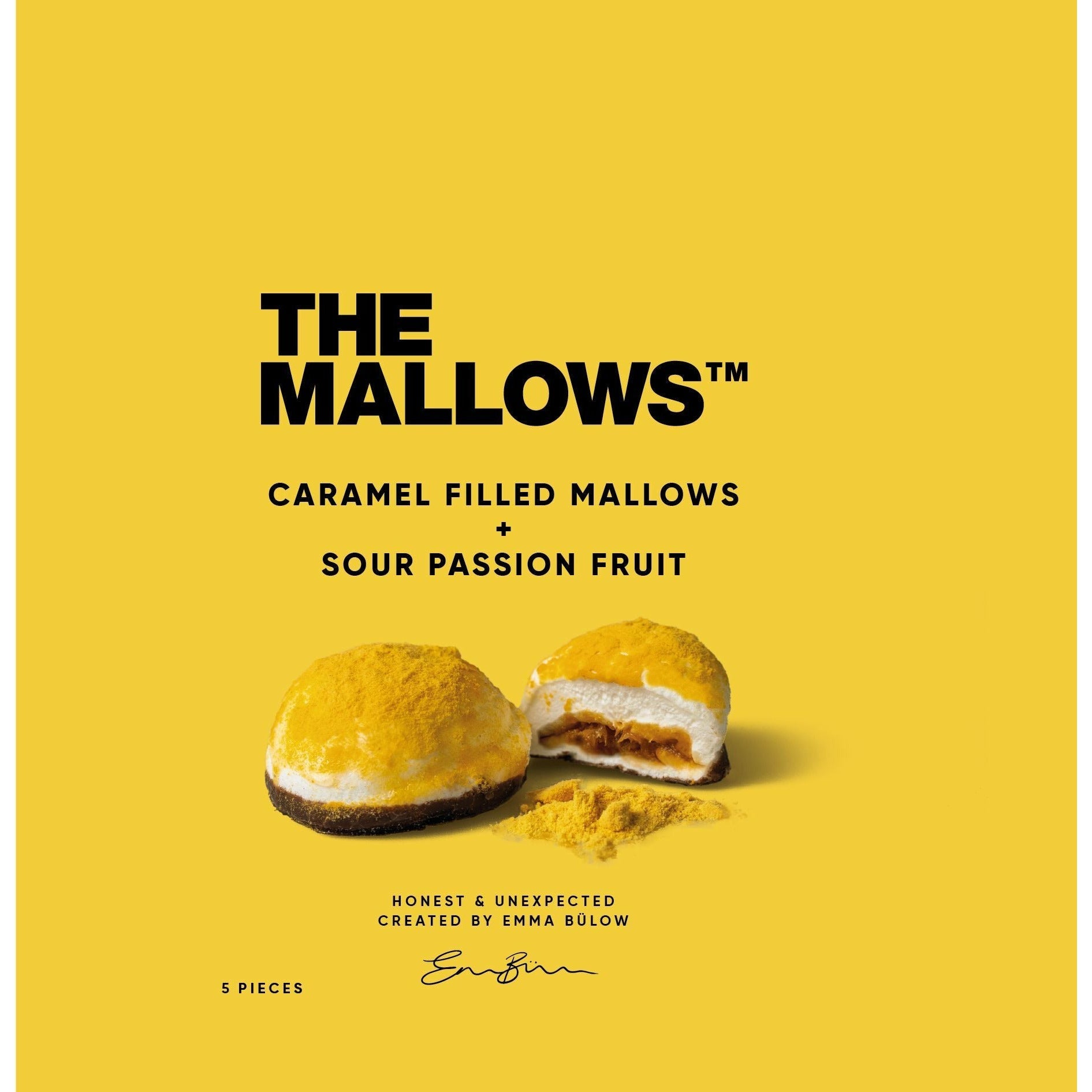 The Mallows Marshmallows med karamelfyldning sur passionsfrugt, 11g
