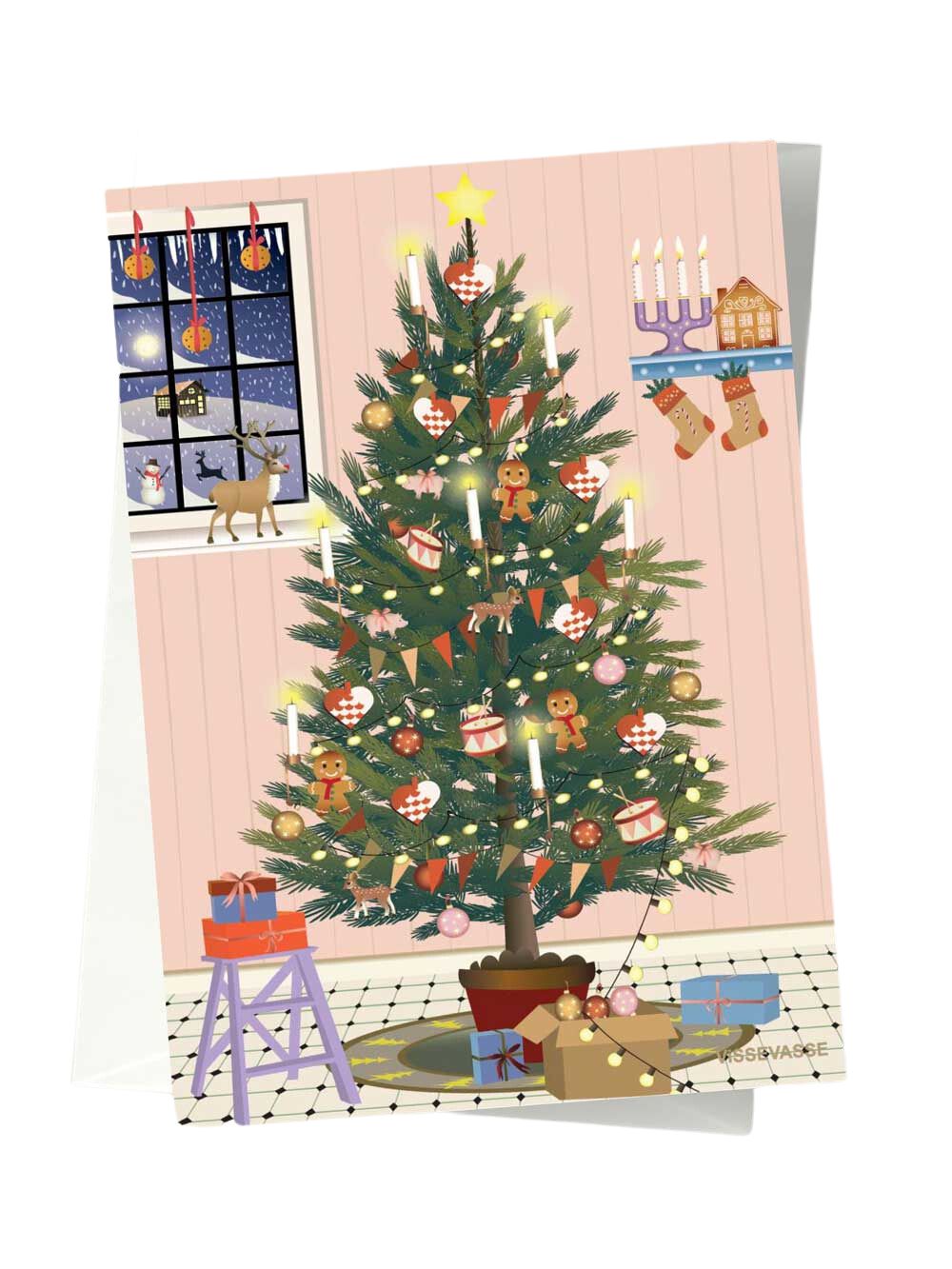 Vissevasse Blowing Christmas Tree Greeting Card, A6
