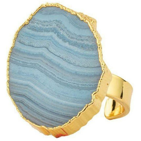 Vincent Asger Ring Blonde Agate Gold Plated