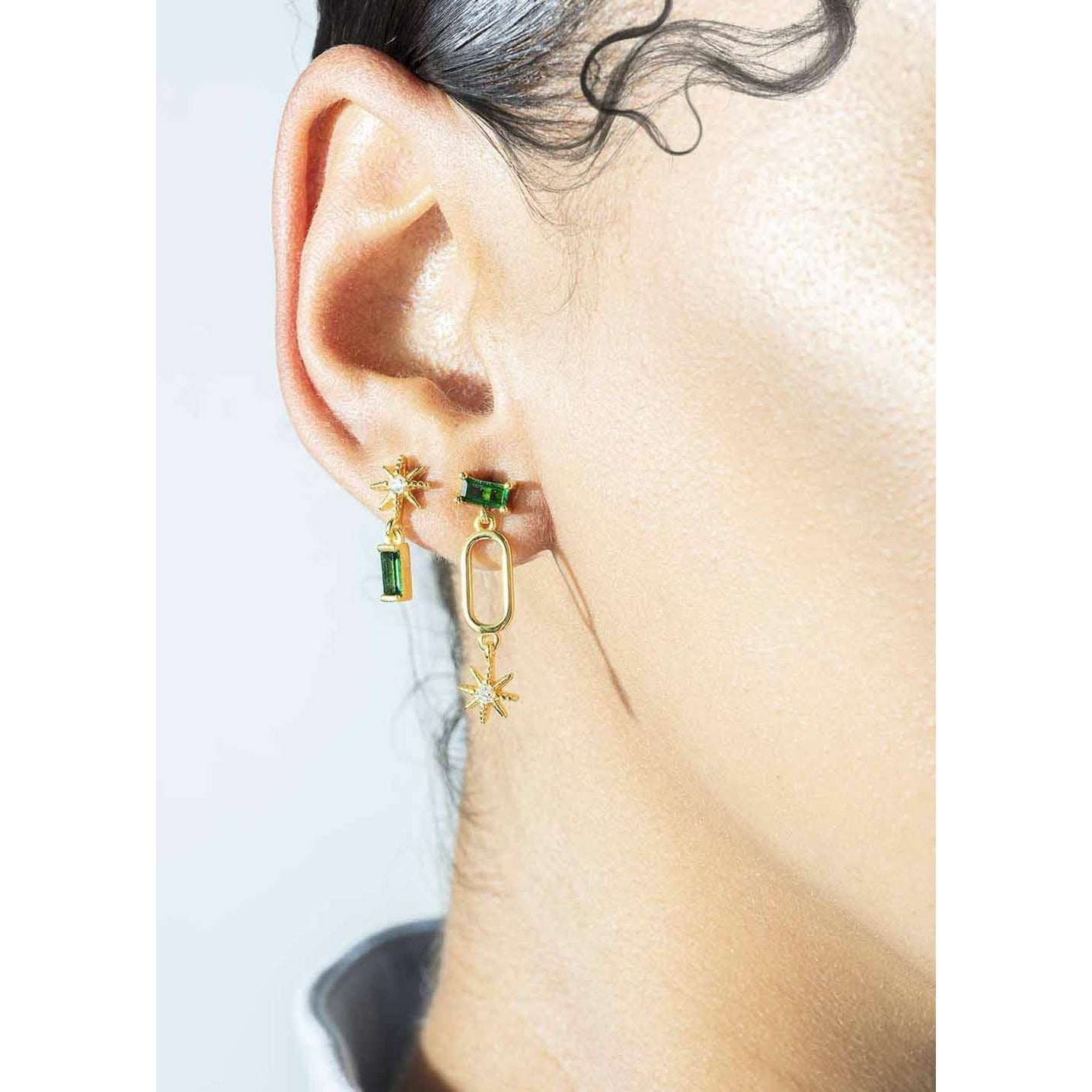 Vincent Collector Earrings Green Gold Plated