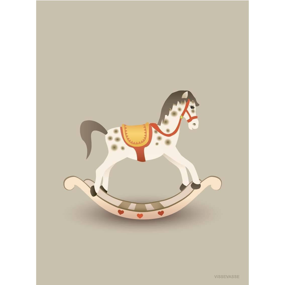 Vissevase Rocking Horse Poster 15 x21 cm, marrón arenoso