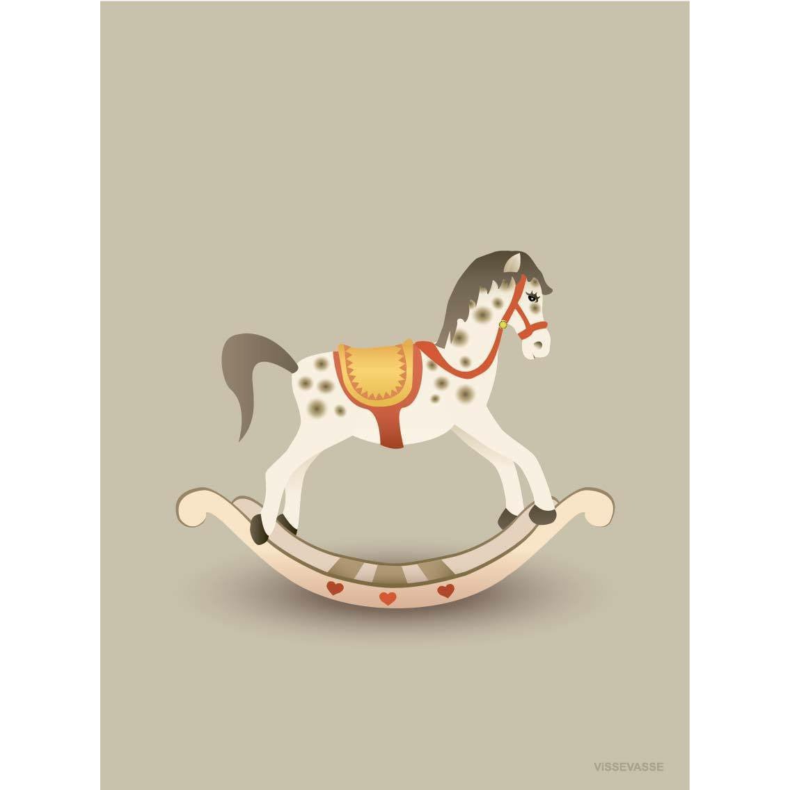 Vissevase Rocking Horse Poster 30 x40 cm, sandbrun