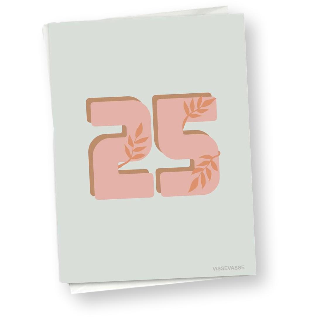 Vissevasse 25 års gratulationskort, 10x15 cm