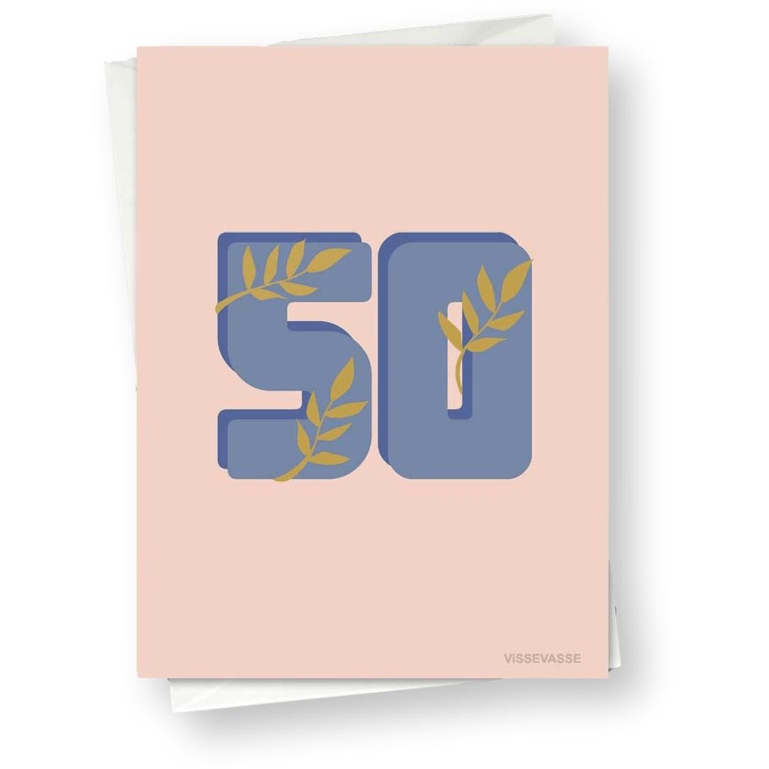 Vissevasse 50 års gratulationskort, 10x15 cm