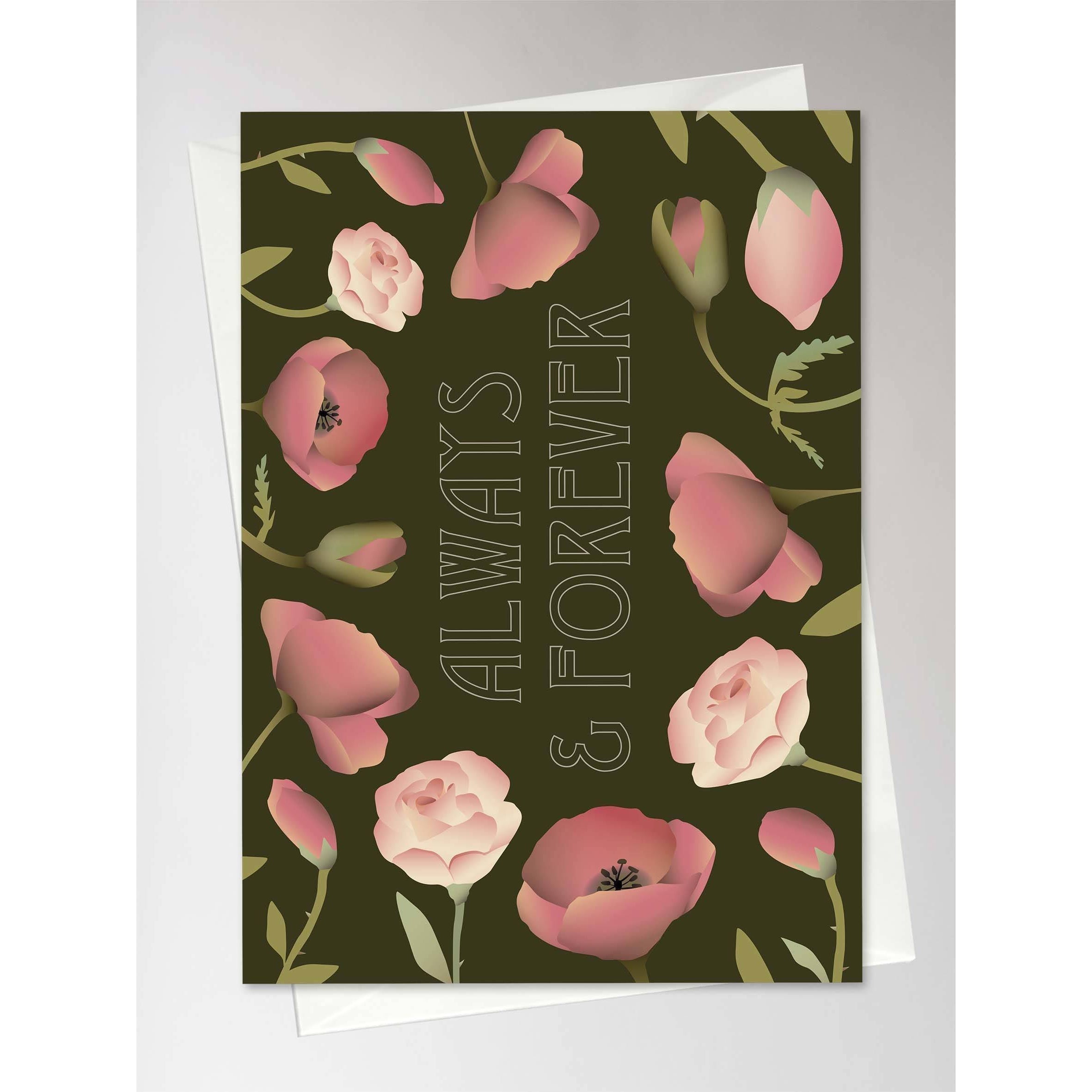Vissevasse Always & Forever Flower Bouquet Greeting Card, 10,5x15cm