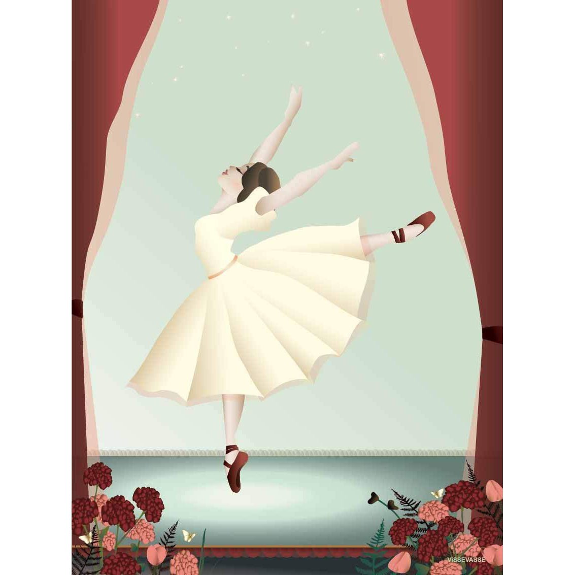 Vissevasse Ballerina -poster, 15 x21 cm