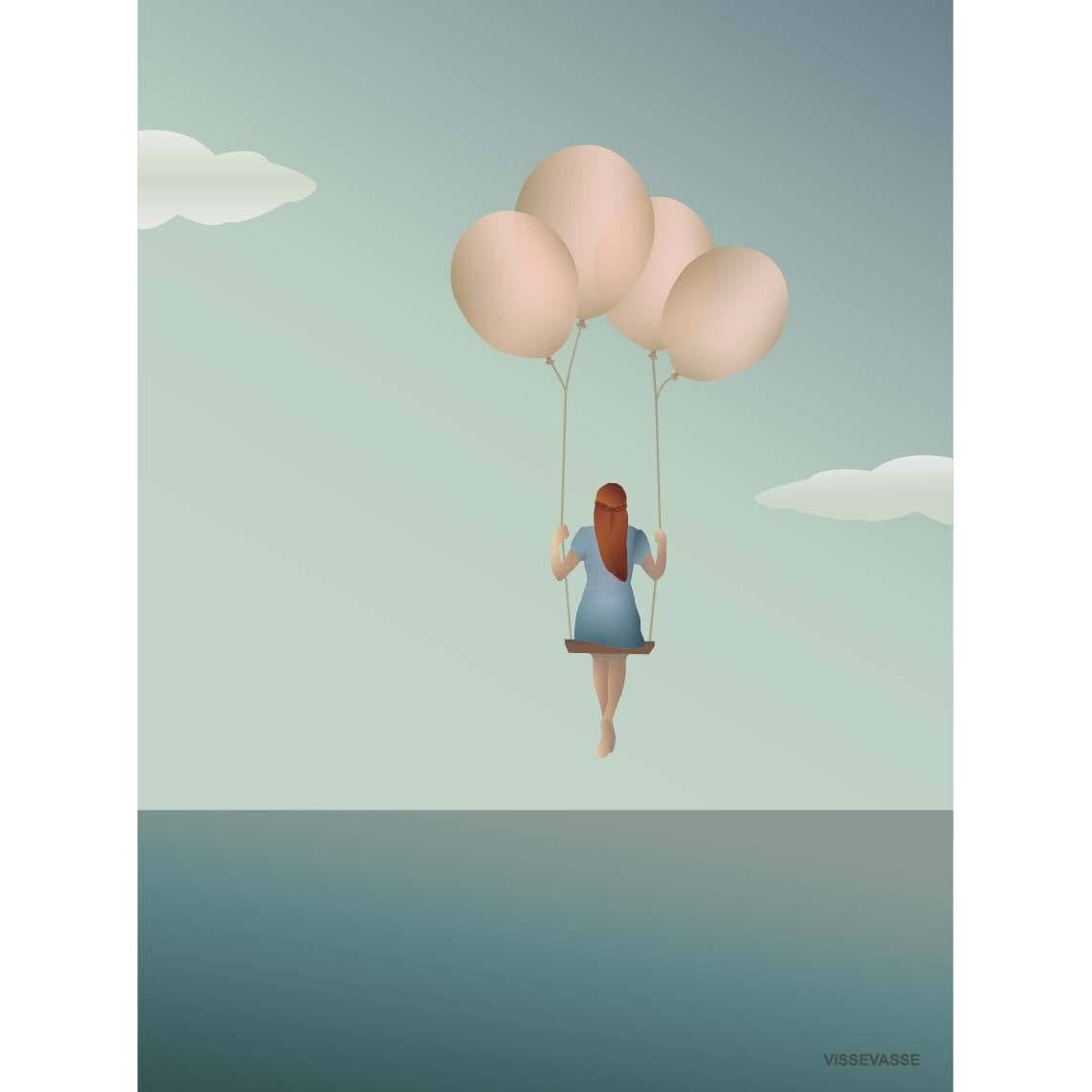 Vissevasse Balloon Dream -affisch, 15 x21 cm