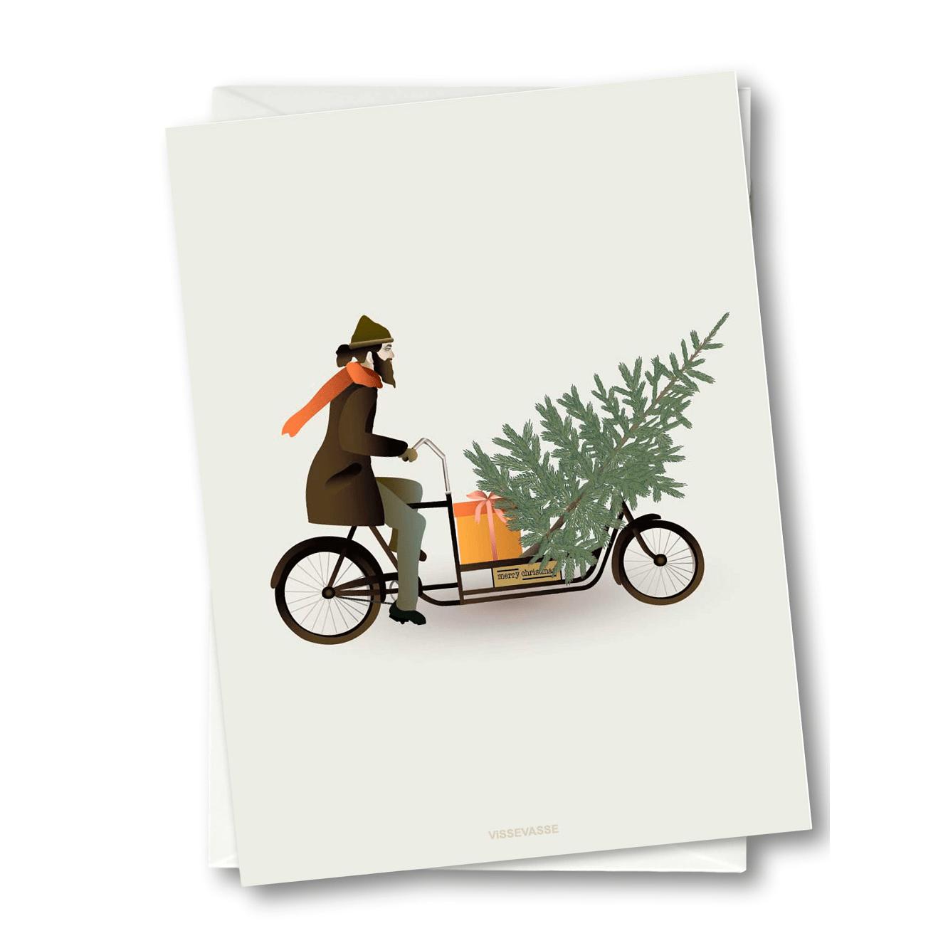 带有圣诞树贺卡的Vissevasse自行车，10,5x15cm