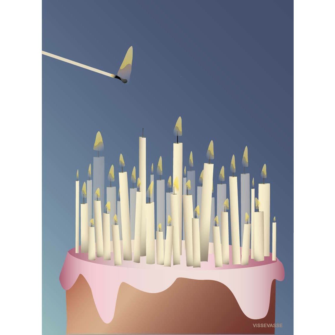 Vissevasse Cake With Candles Card, A7