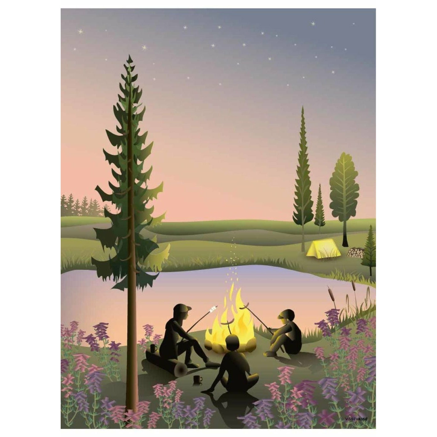 Vissevasse Campfire -poster, 50 x 70 cm