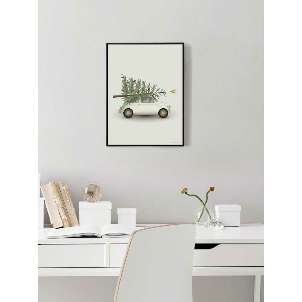 Vissevasse Kerstboom en kleine auto -poster, 50x70 cm