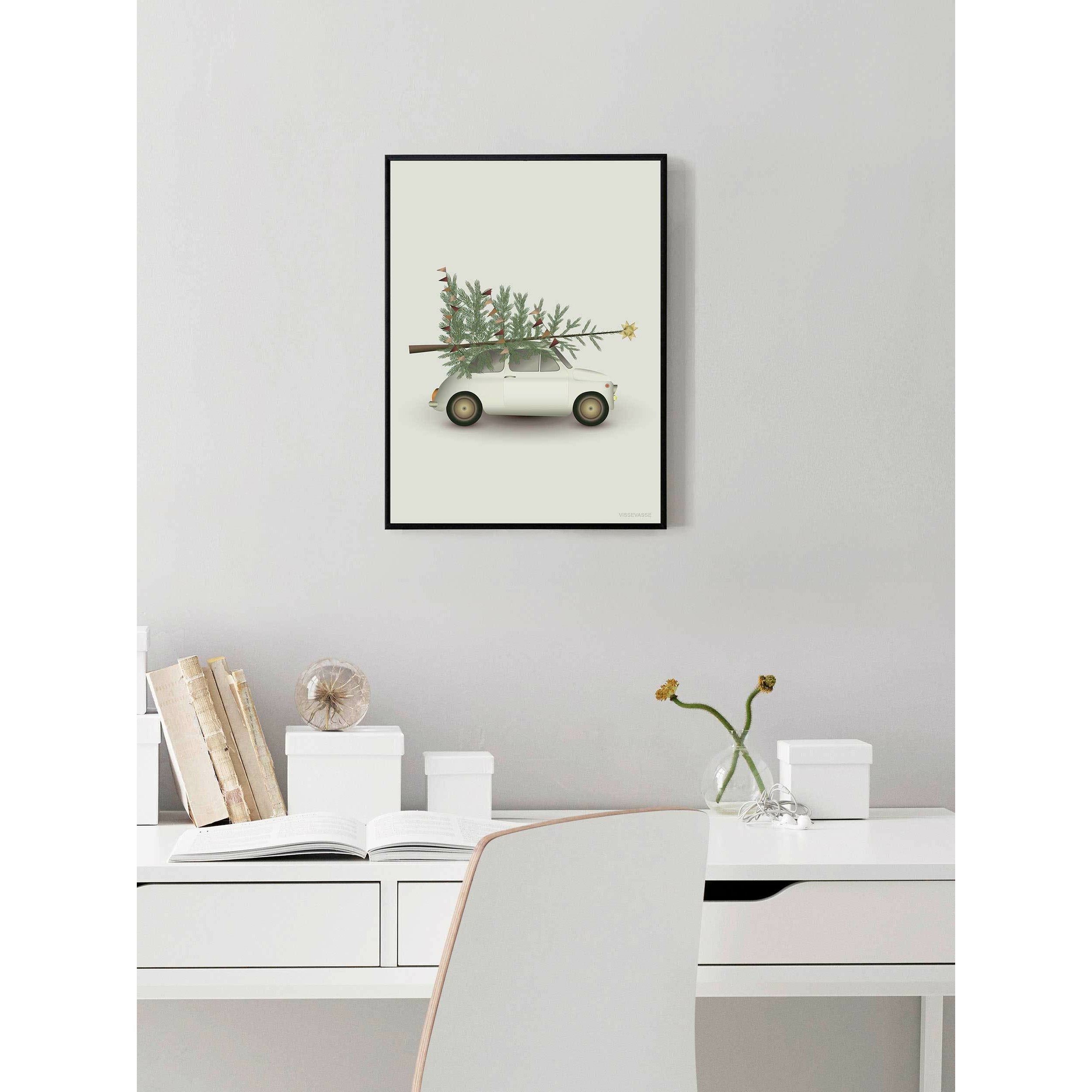 Vissevasse Tree de Navidad y Cartel de Little Car, 30 x40 cm