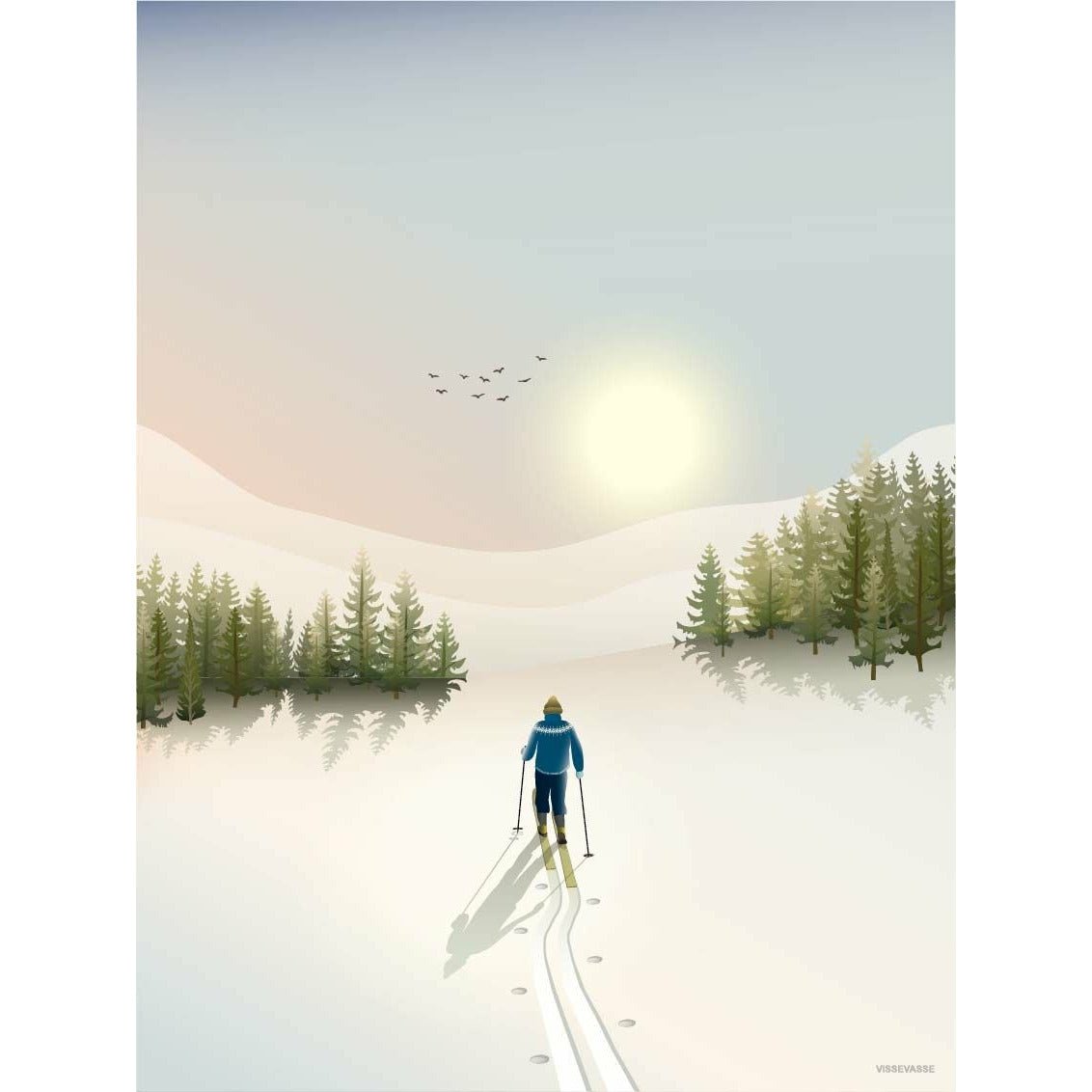 Vissevasse Cross Country Skiing Poster, 15x21 Cm