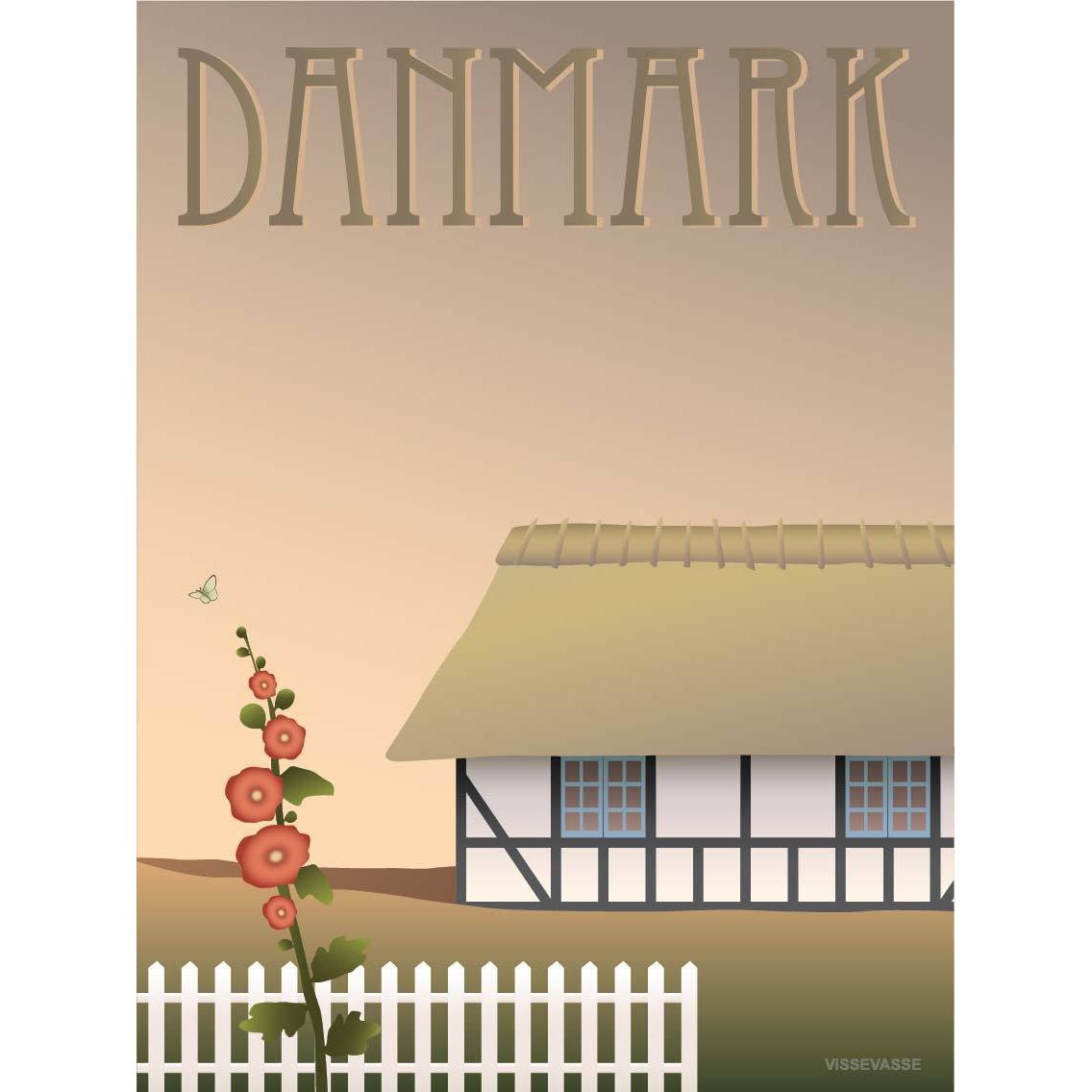 Vissevasse丹麦农舍海报，15 x21厘米