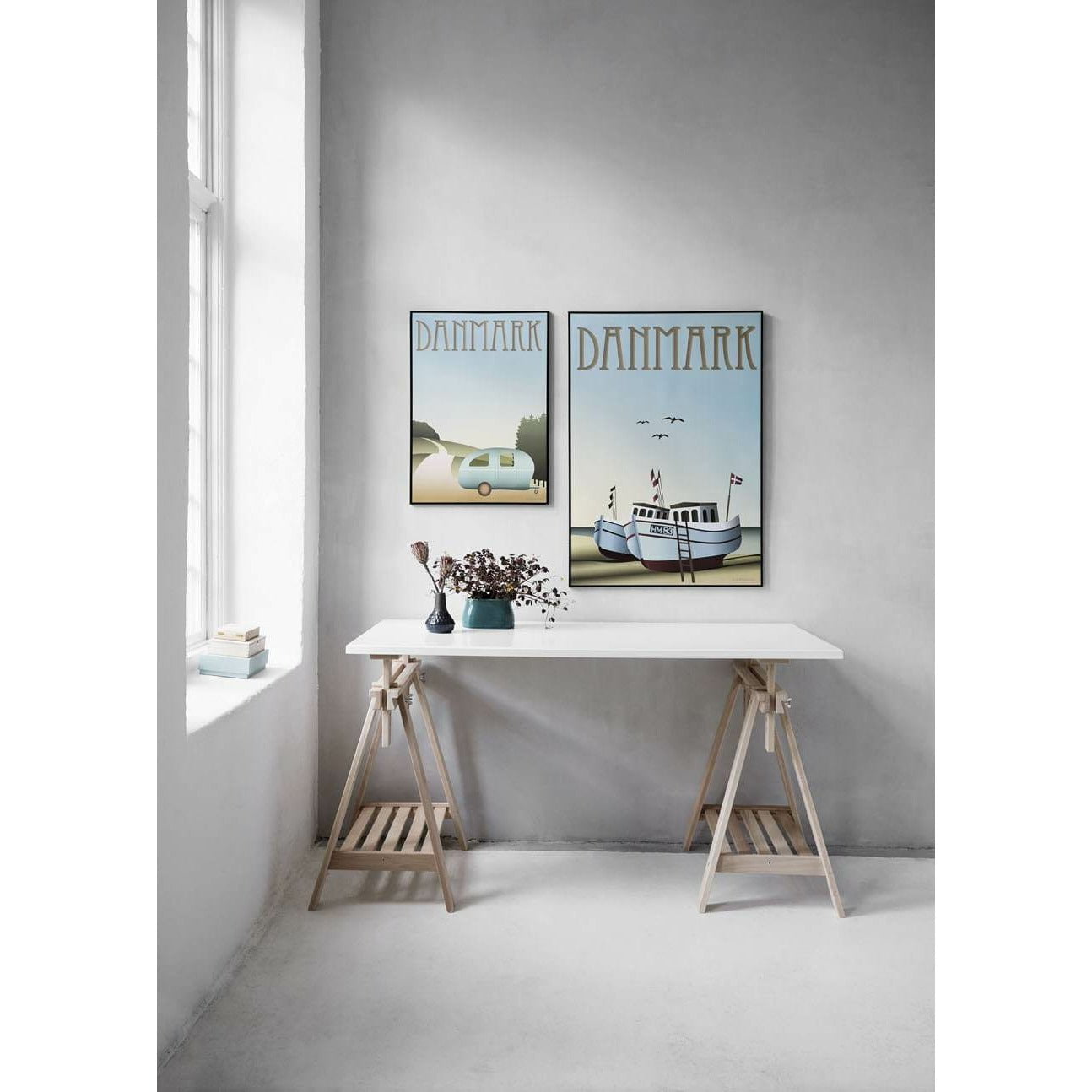 Vissevasse Denemarken vissersboten poster, 30 x40 cm