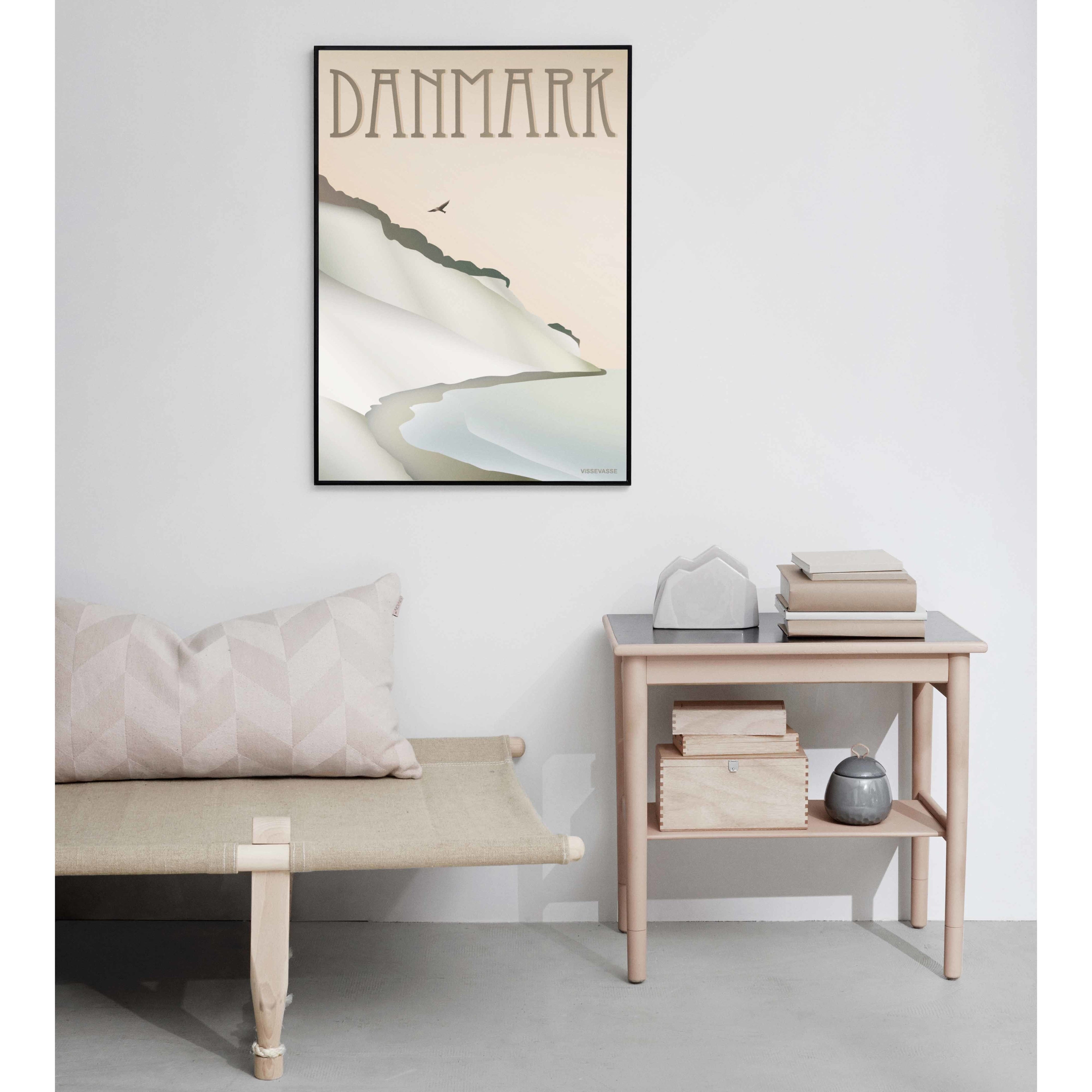 Vissevasse Danmark Cliff Plakat, 15 x21 cm