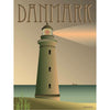 Vissevasse Danmark Lighthouse -plakat, 30 x40 cm