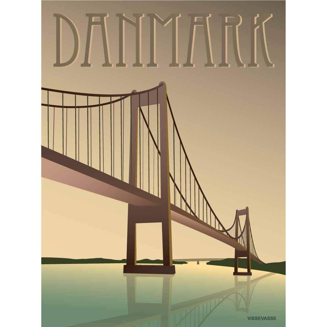Vissevasse Danmark Lillebækt Bridge -plakat, 15 x21 cm