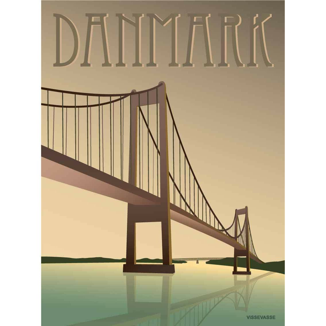 Vissevasse Danmark Lillebælt Bridge -plakat, 30 x40 cm