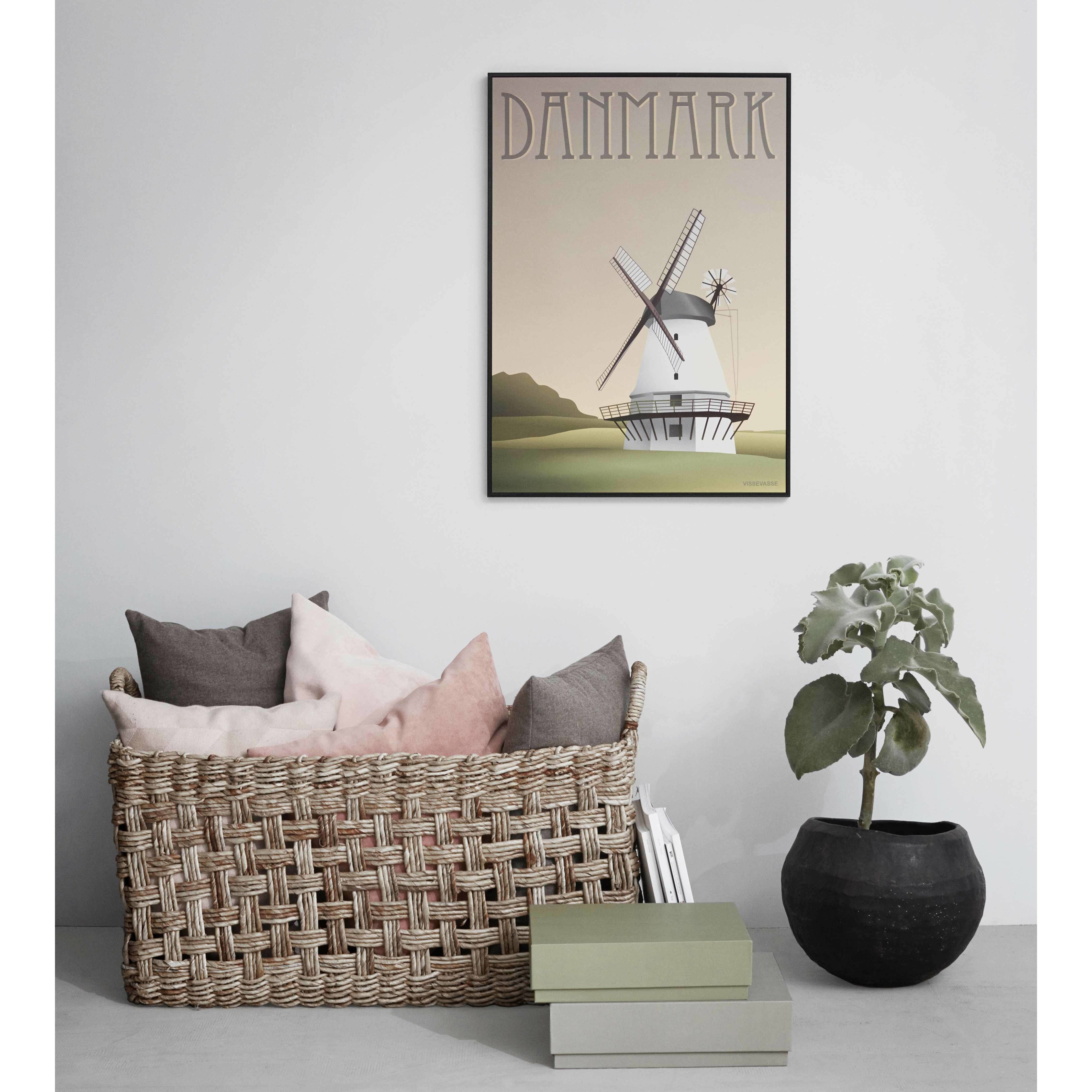 Vissevasse Danmark Mill Poster, 30 x40 cm