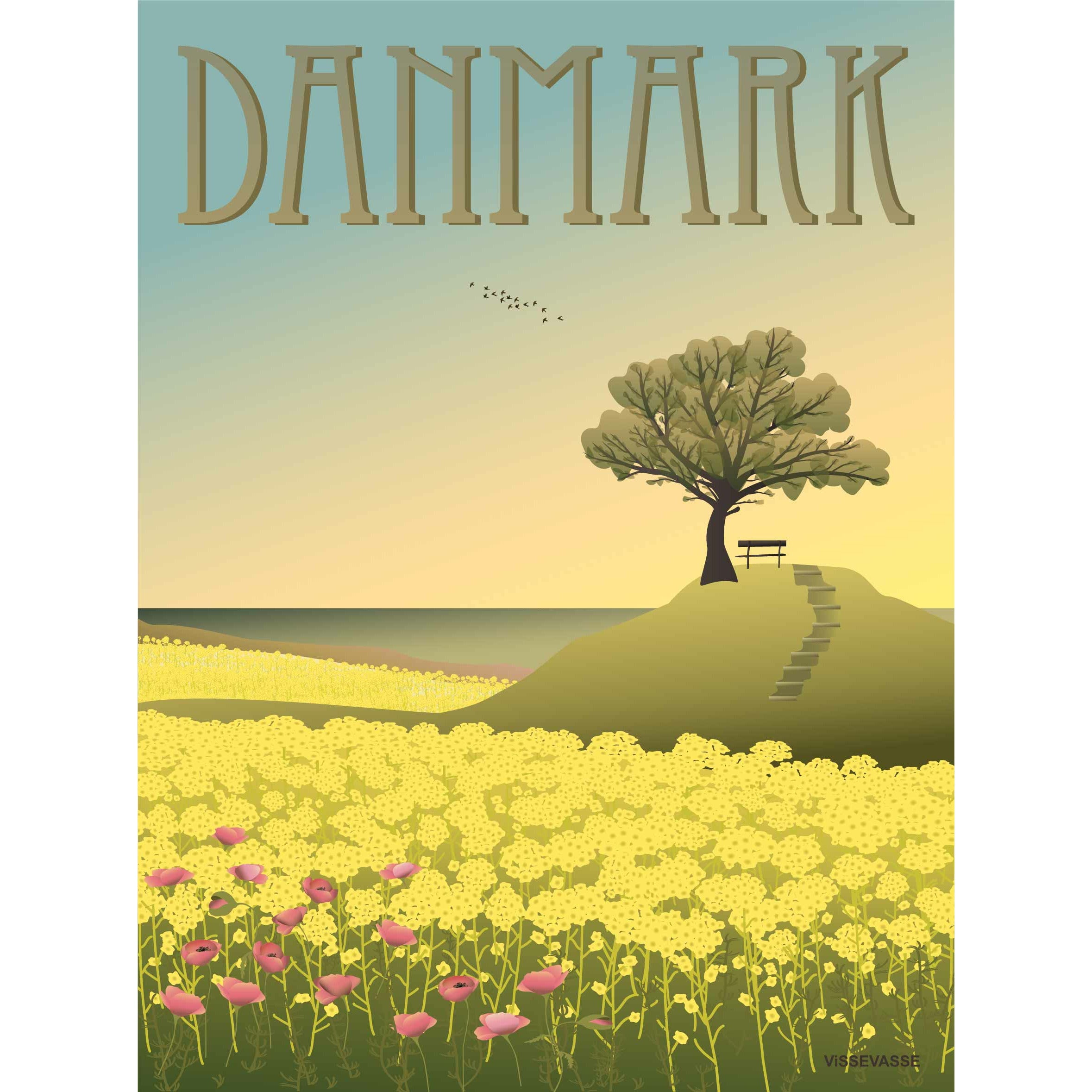 Vissevasse Dinamarca Póster de campos de colza, 15x21 cm