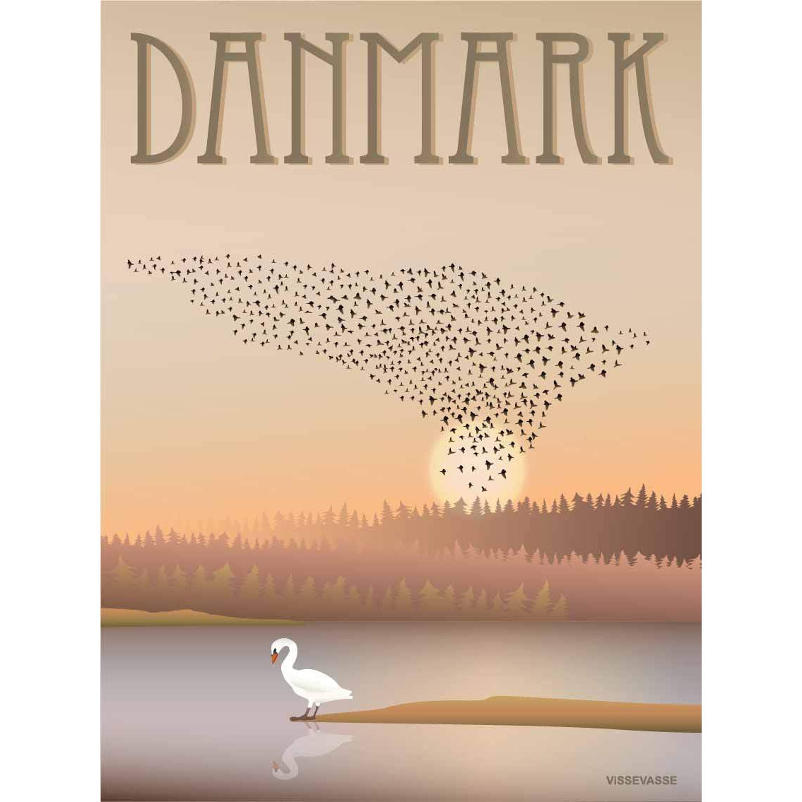 Vissevasse Danmark Black Sun Poster, 15 x21 cm