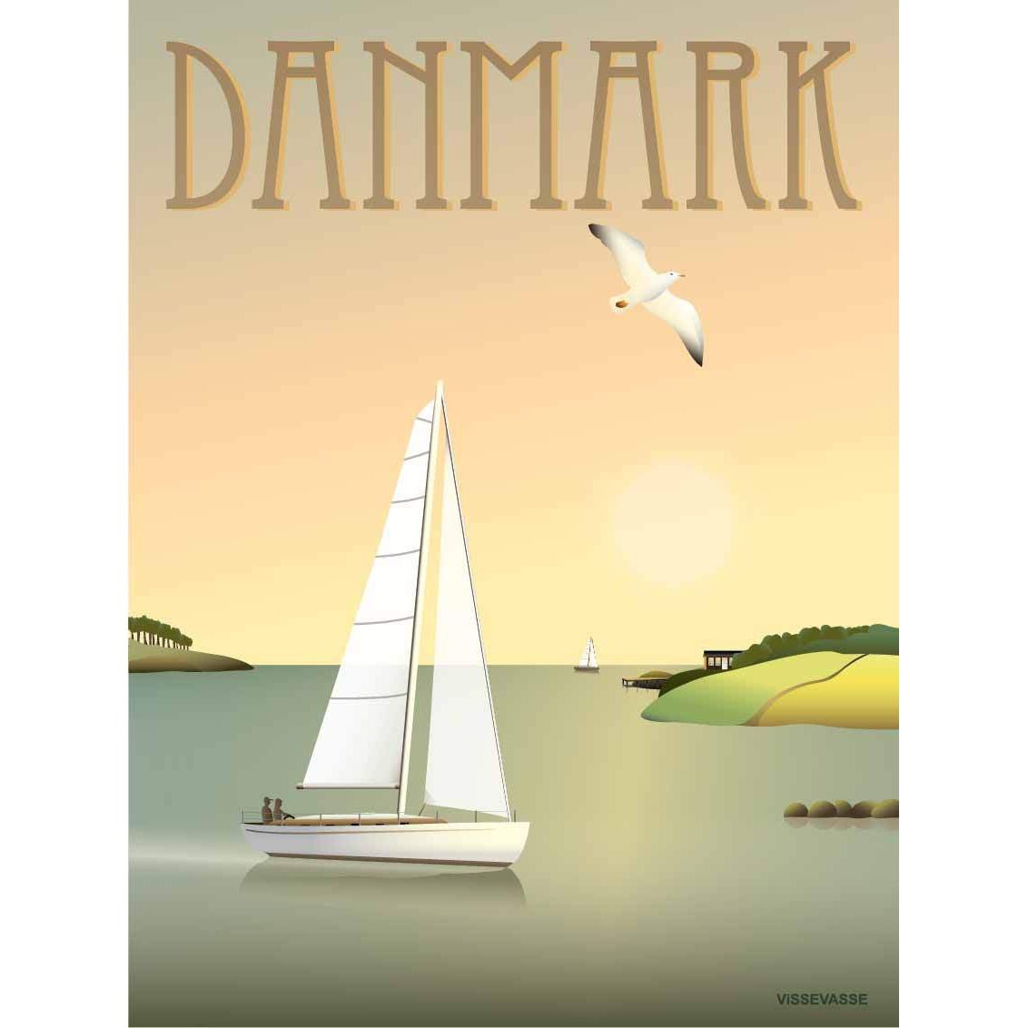 Vissevasse Danimarca poster della barca a vela, 15 x21 cm