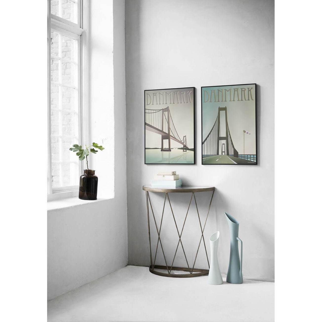 Vissevasse Danmark Storesbælts bridge -affisch, 15 x21 cm