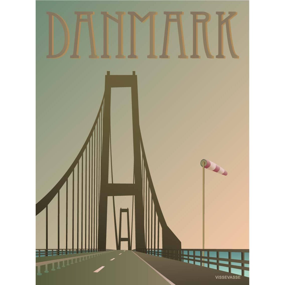Vissevasse Danemark Storebælts Bridge Affiche, 15 x21 cm