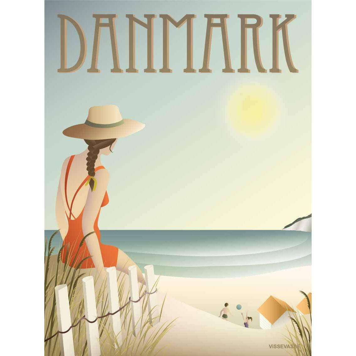 Vissevasse Affiche de la plage du Danemark, 15 x21 cm