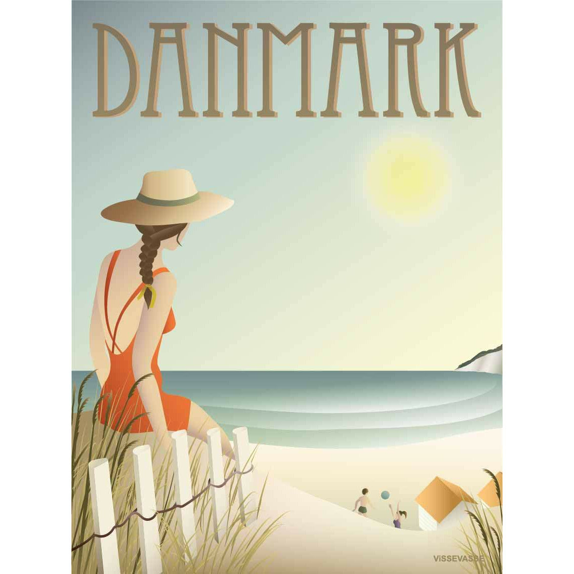 Vissevasse Danmark Beach -affisch, 30 x40 cm
