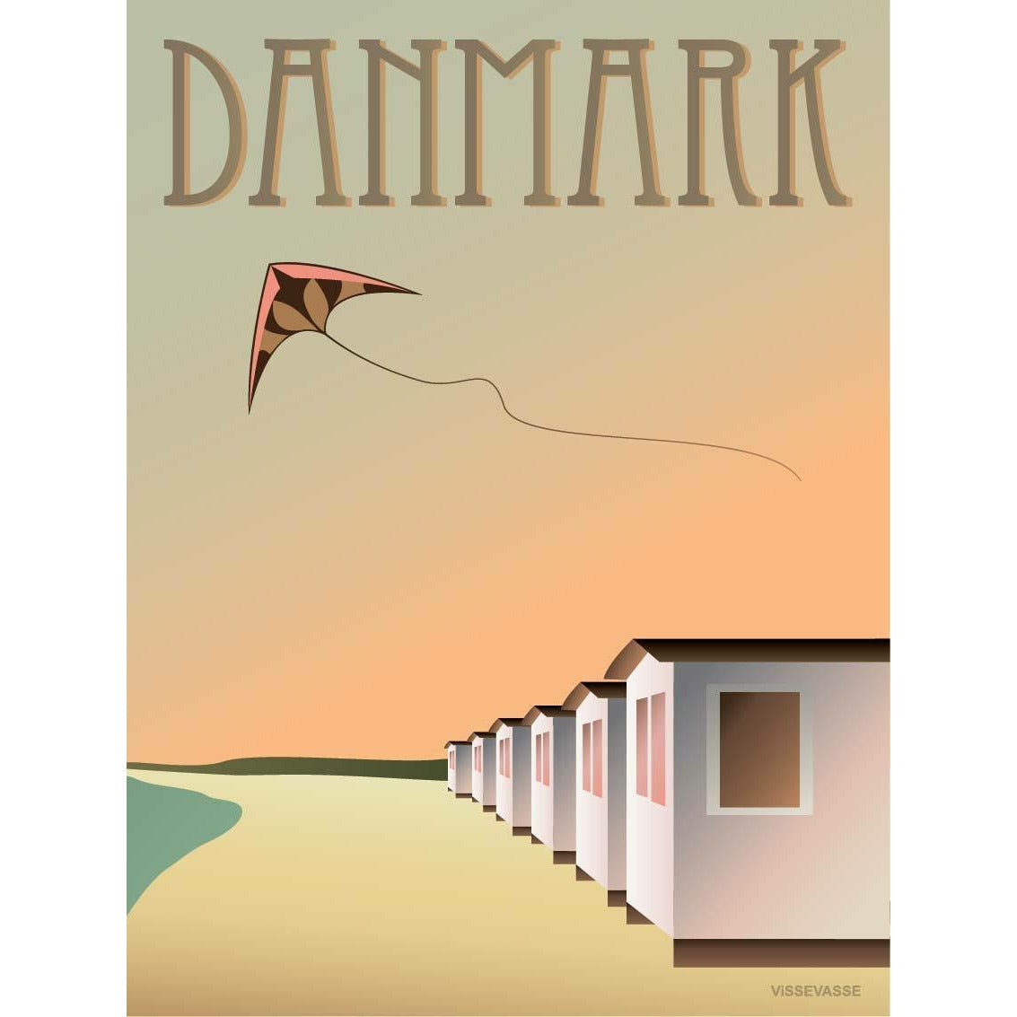 Cartel de casas de playa de Vissevasse Dinamarca, 50 x70 cm