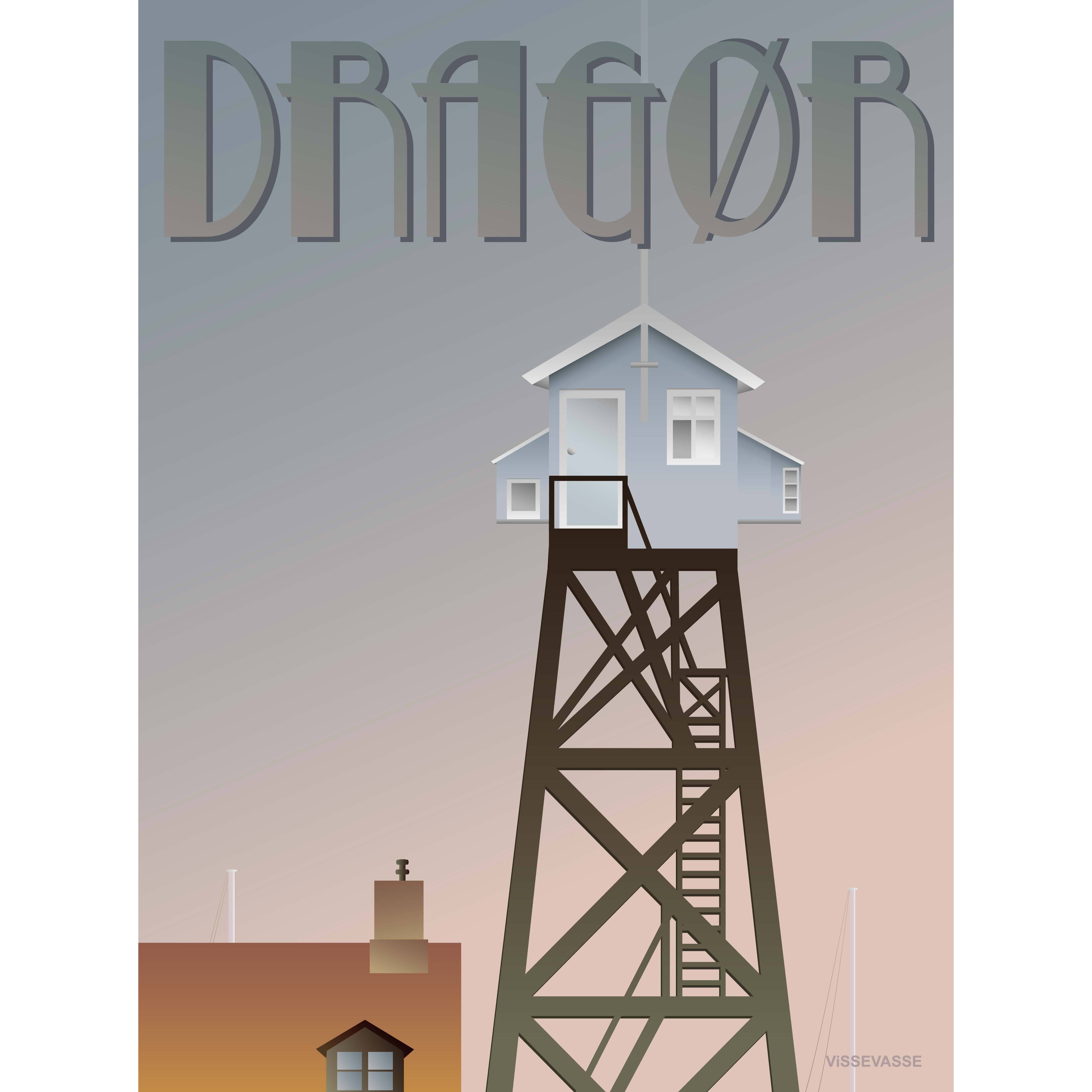 Vissevasse Affiche de la tour Dragør, 15 x21 cm