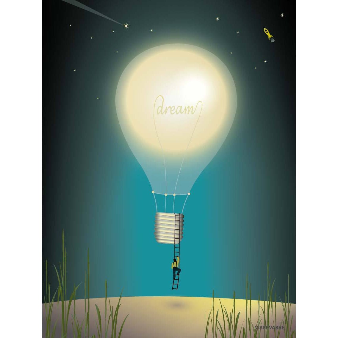 Vissevasse Drømmende plakat, 15 x21 cm