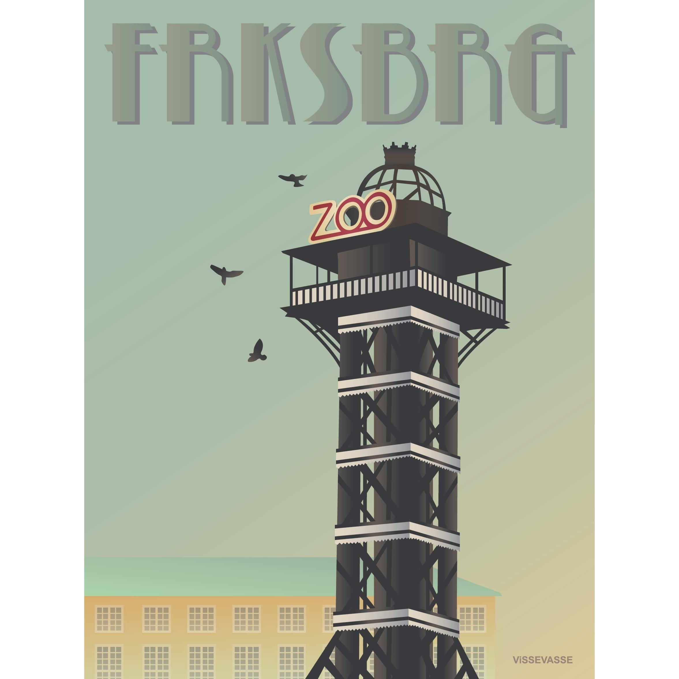 Vissevasse Frederiksberg动物园塔海报，15 x21 cm