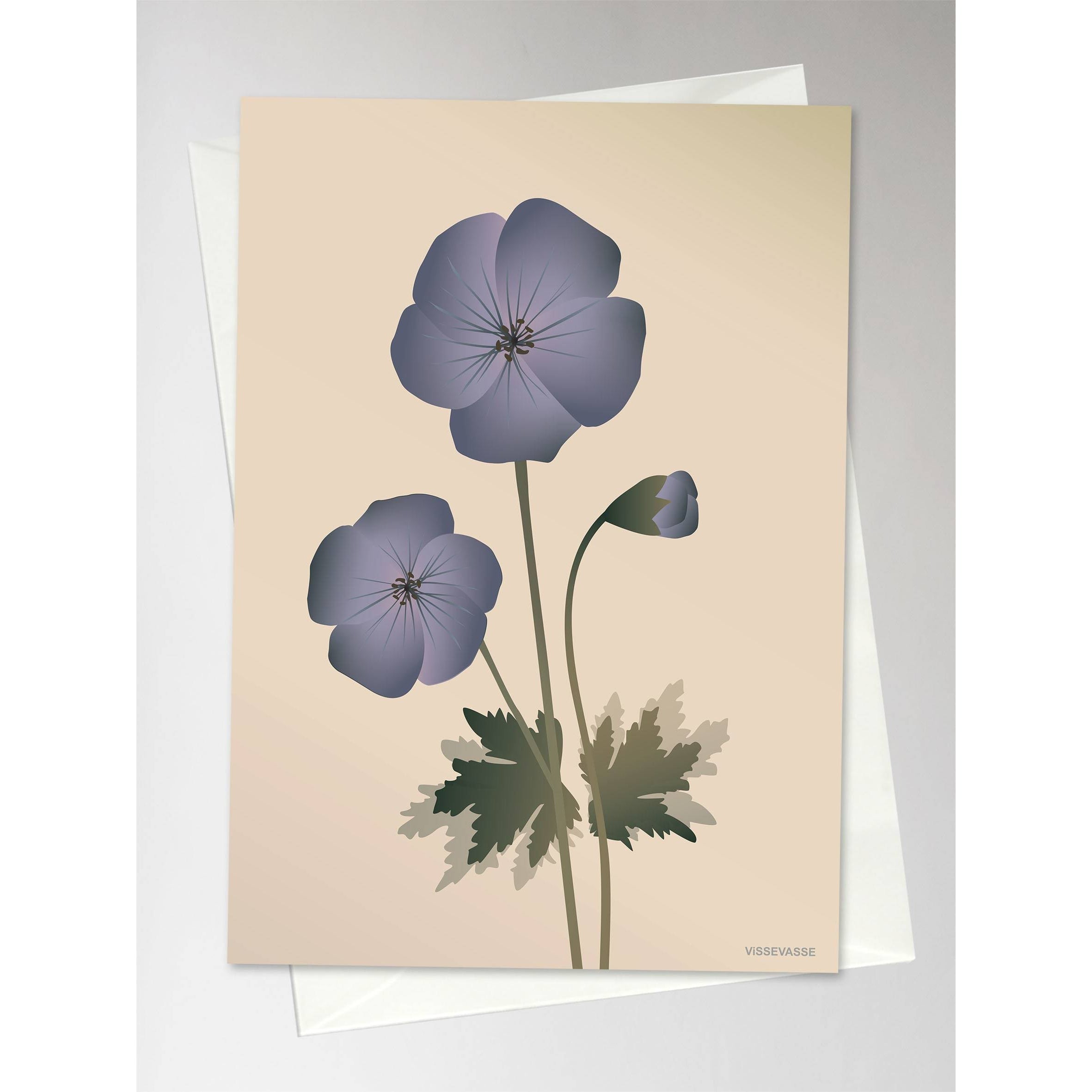 Vissevasse Geranium gratulationskort, 10,5x15 cm