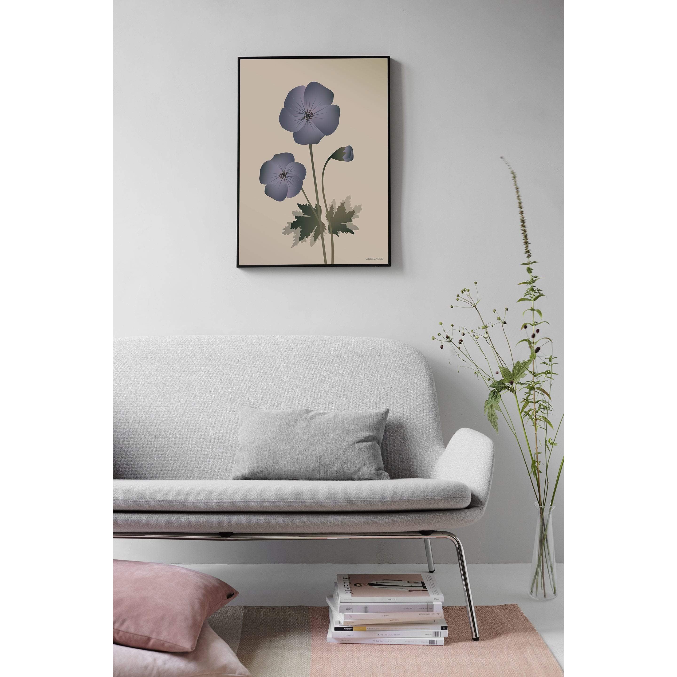 Vissevasse Geranium plakat 15 x21 cm, nøgen