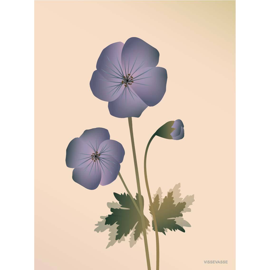 Vissevasse Geranium plakat 15 x21 cm, nøgen